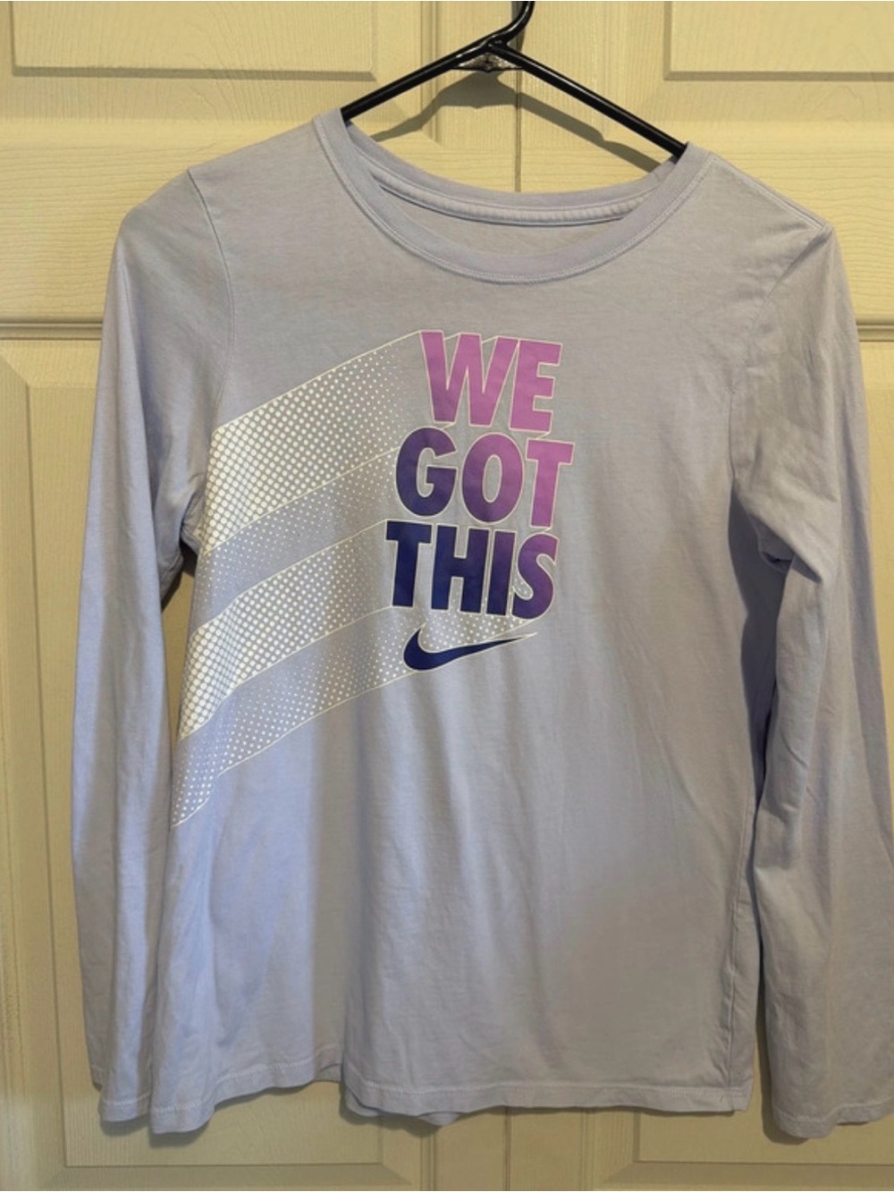 Nike Kids Light Lavender Long Sleeve Tee with Pink & Purple Graphic